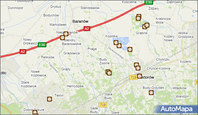 mapa Budy Zosine, Budy Zosine na mapie Targeo