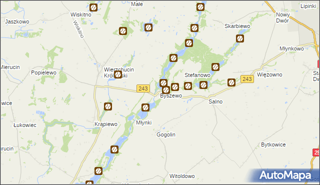 mapa Byszewo gmina Koronowo, Byszewo gmina Koronowo na mapie Targeo