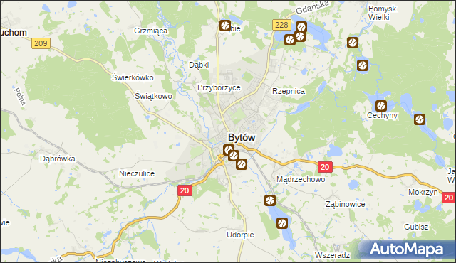 mapa Bytów, Bytów na mapie Targeo