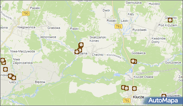 mapa Chechło gmina Klucze, Chechło gmina Klucze na mapie Targeo