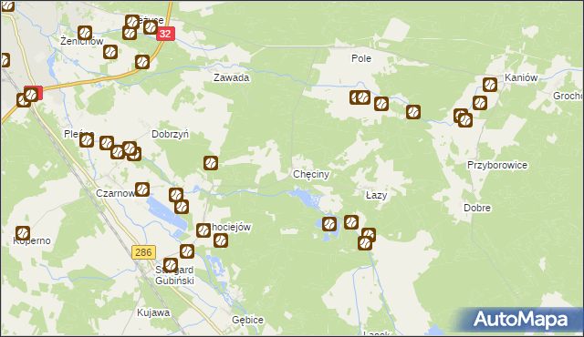 mapa Chęciny gmina Gubin, Chęciny gmina Gubin na mapie Targeo