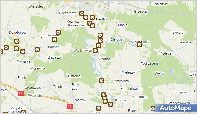 mapa Chobot gmina Bolesławiec, Chobot gmina Bolesławiec na mapie Targeo