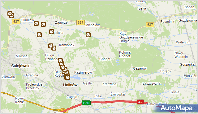 mapa Chobot gmina Halinów, Chobot gmina Halinów na mapie Targeo
