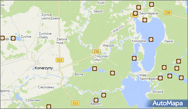 mapa Chociński Młyn, Chociński Młyn na mapie Targeo