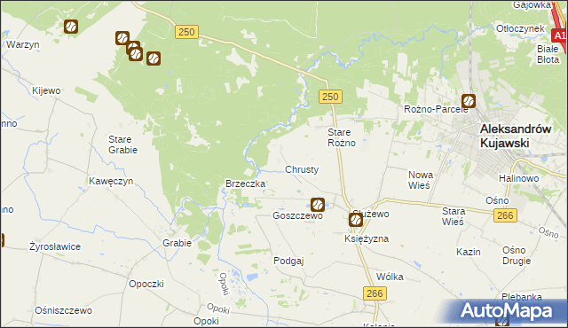 mapa Chrusty gmina Aleksandrów Kujawski, Chrusty gmina Aleksandrów Kujawski na mapie Targeo