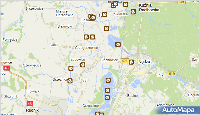 mapa Ciechowice, Ciechowice na mapie Targeo