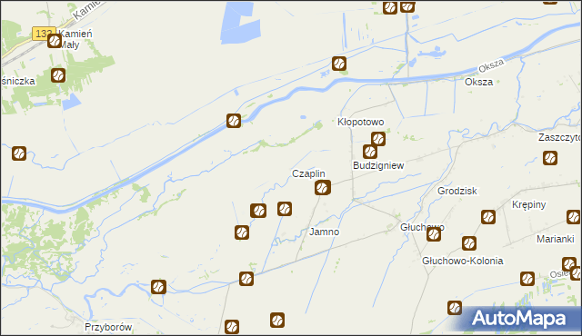mapa Czaplin gmina Słońsk, Czaplin gmina Słońsk na mapie Targeo