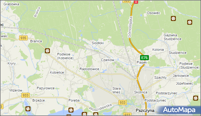 mapa Czarków gmina Pszczyna, Czarków gmina Pszczyna na mapie Targeo