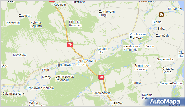 mapa Czekarzewice Pierwsze, Czekarzewice Pierwsze na mapie Targeo