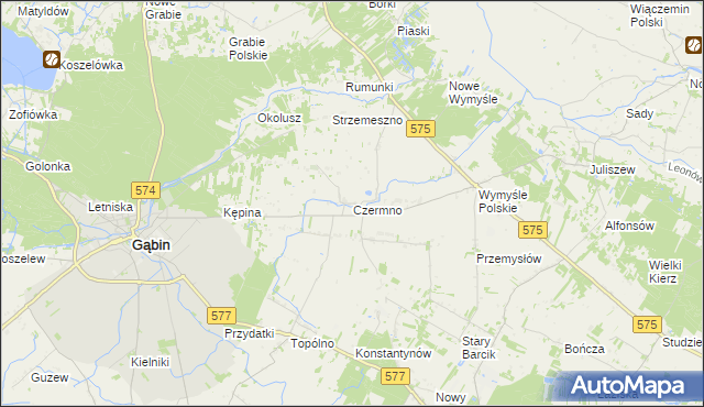 mapa Czermno gmina Gąbin, Czermno gmina Gąbin na mapie Targeo