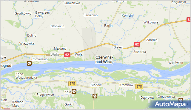 mapa Czerwińsk nad Wisłą, Czerwińsk nad Wisłą na mapie Targeo