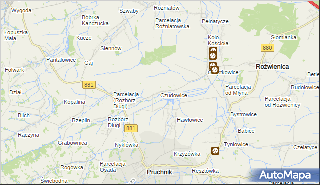 mapa Czudowice, Czudowice na mapie Targeo