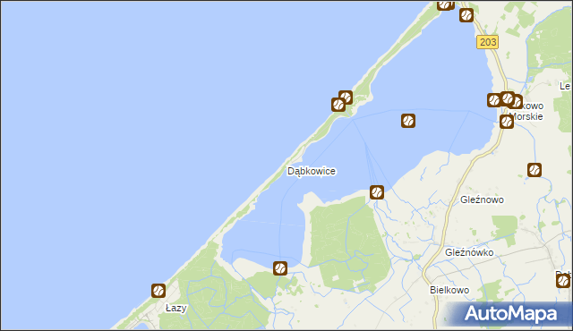 mapa Dąbkowice gmina Darłowo, Dąbkowice gmina Darłowo na mapie Targeo