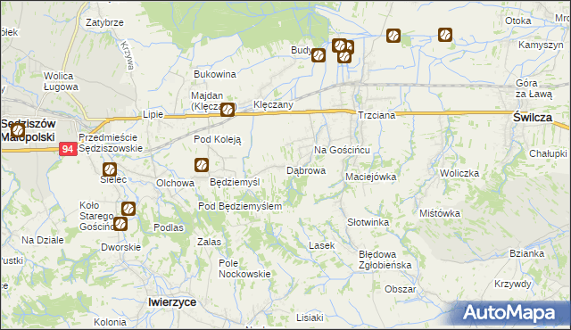 mapa Dąbrowa gmina Świlcza, Dąbrowa gmina Świlcza na mapie Targeo