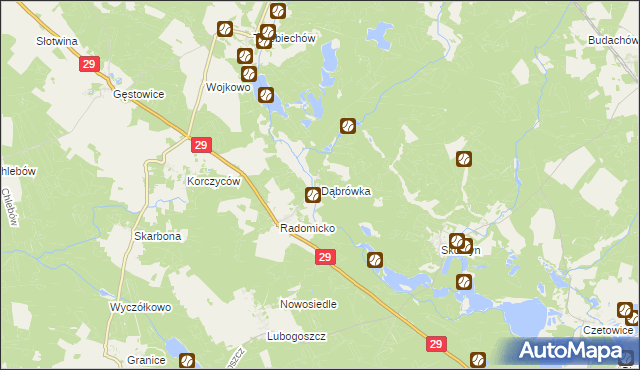 mapa Dąbrówka gmina Maszewo, Dąbrówka gmina Maszewo na mapie Targeo