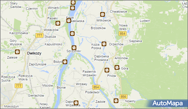 mapa Dąbrówka Pniowska, Dąbrówka Pniowska na mapie Targeo