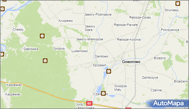 mapa Daniłowo gmina Goworowo, Daniłowo gmina Goworowo na mapie Targeo