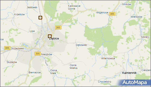 mapa Dębowiec gmina Ziębice, Dębowiec gmina Ziębice na mapie Targeo