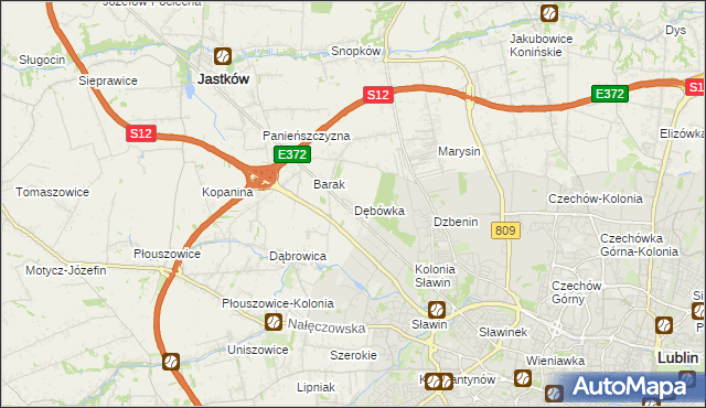mapa Dębówka gmina Jastków, Dębówka gmina Jastków na mapie Targeo