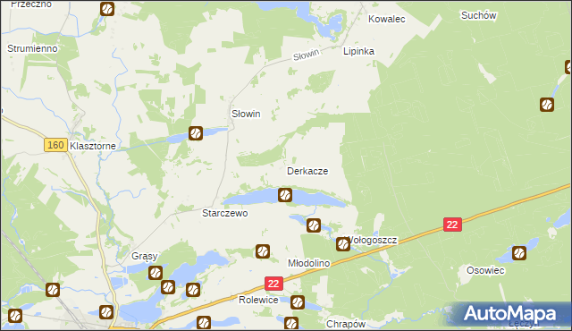 mapa Derkacze, Derkacze na mapie Targeo