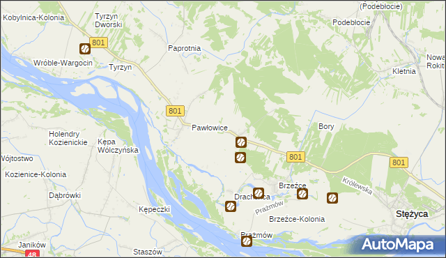 mapa Długowola gmina Stężyca, Długowola gmina Stężyca na mapie Targeo