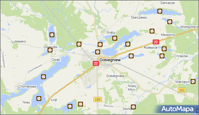 mapa Dobiegniew powiat strzelecko-drezdenecki, Dobiegniew powiat strzelecko-drezdenecki na mapie Targeo