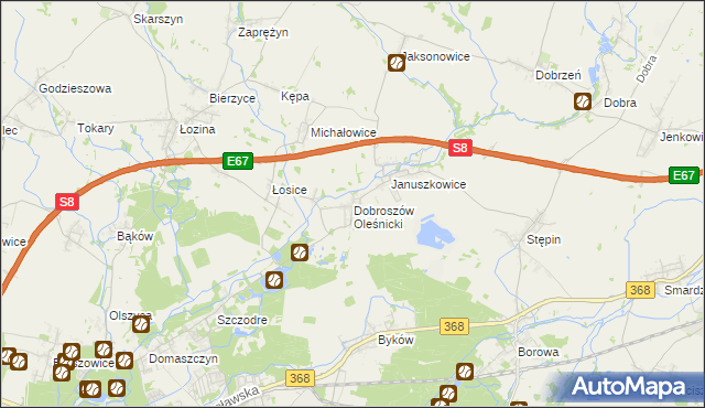 mapa Dobroszów Oleśnicki, Dobroszów Oleśnicki na mapie Targeo
