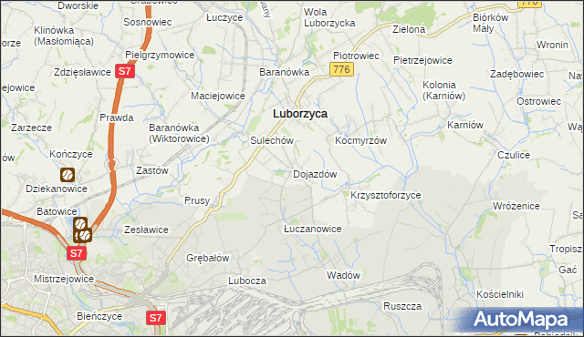 mapa Dojazdów, Dojazdów na mapie Targeo