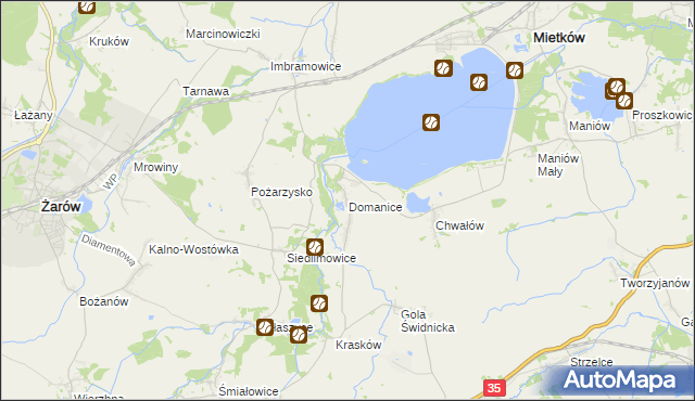 mapa Domanice gmina Mietków, Domanice gmina Mietków na mapie Targeo