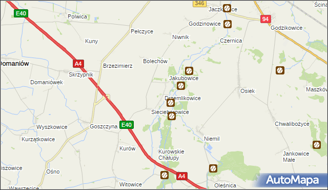 mapa Drzemlikowice, Drzemlikowice na mapie Targeo