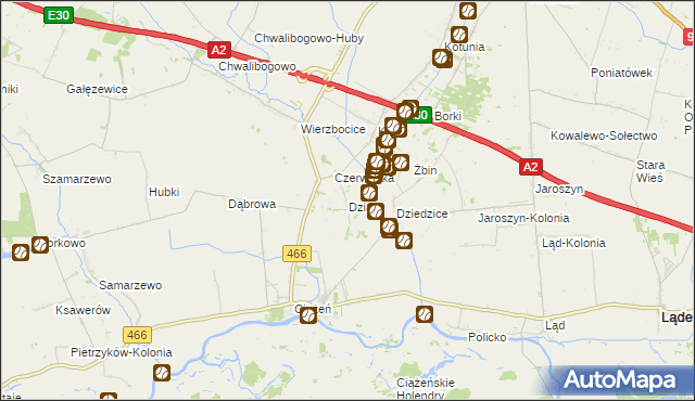 mapa Działy gmina Lądek, Działy gmina Lądek na mapie Targeo
