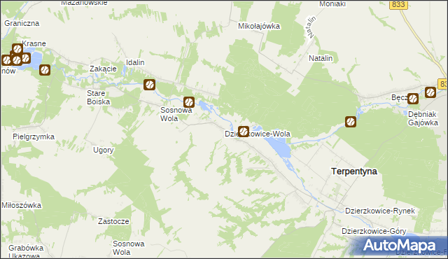 mapa Dzierzkowice-Wola, Dzierzkowice-Wola na mapie Targeo