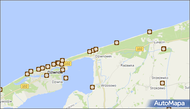 mapa Dziwnówek, Dziwnówek na mapie Targeo