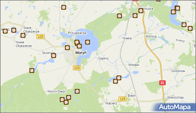 mapa Gądno, Gądno na mapie Targeo