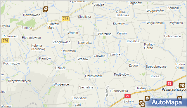mapa Glewiec, Glewiec na mapie Targeo