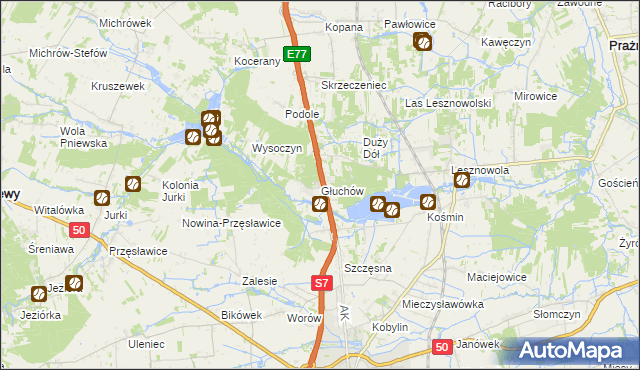 mapa Głuchów gmina Grójec, Głuchów gmina Grójec na mapie Targeo