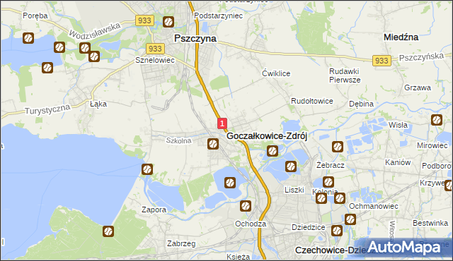 mapa Goczałkowice-Zdrój, Goczałkowice-Zdrój na mapie Targeo