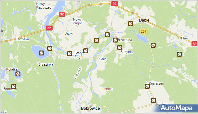 mapa Gola gmina Dąbie, Gola gmina Dąbie na mapie Targeo