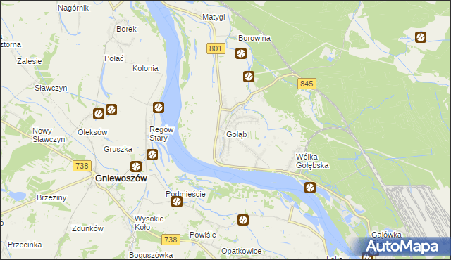 mapa Gołąb gmina Puławy, Gołąb gmina Puławy na mapie Targeo