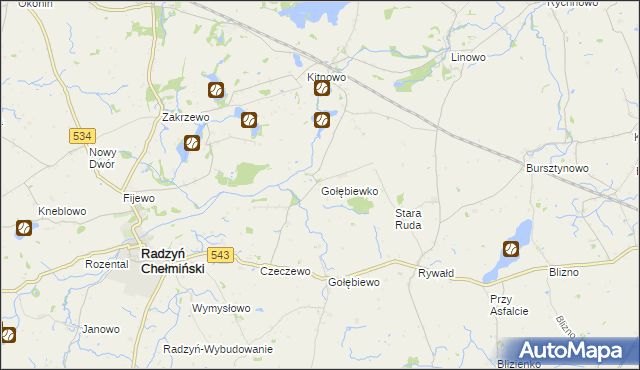 mapa Gołębiewko gmina Gruta, Gołębiewko gmina Gruta na mapie Targeo