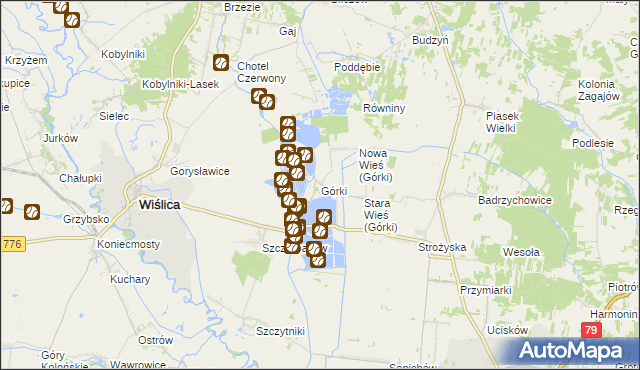 mapa Górki gmina Wiślica, Górki gmina Wiślica na mapie Targeo