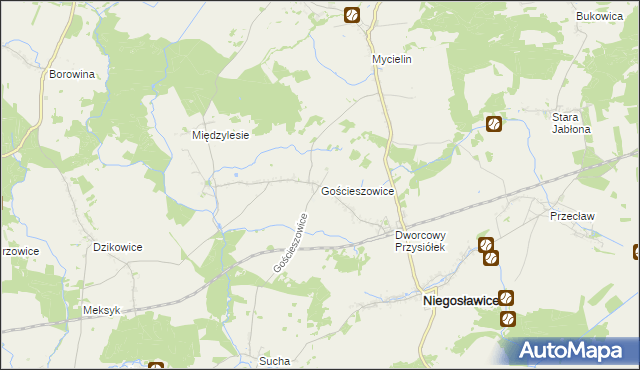 mapa Gościeszowice, Gościeszowice na mapie Targeo