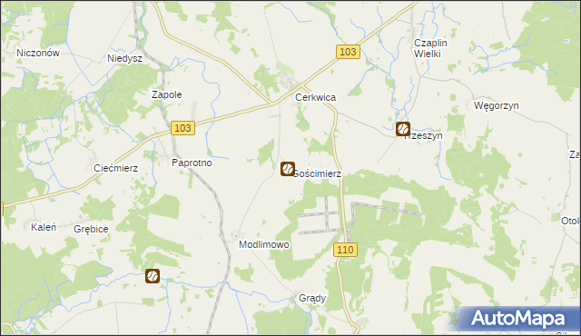 mapa Gościmierz, Gościmierz na mapie Targeo