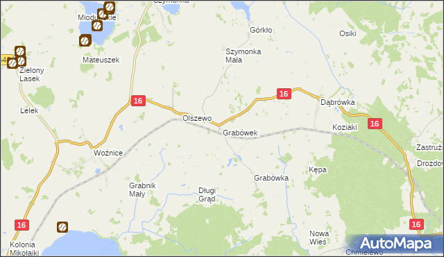 mapa Grabówek gmina Mikołajki, Grabówek gmina Mikołajki na mapie Targeo