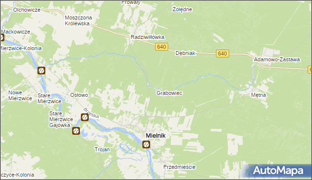 mapa Grabowiec gmina Mielnik, Grabowiec gmina Mielnik na mapie Targeo