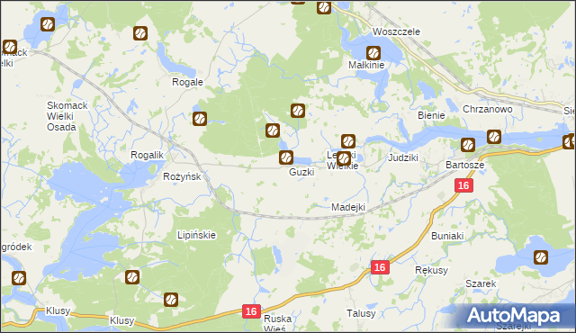 mapa Guzki gmina Ełk, Guzki gmina Ełk na mapie Targeo