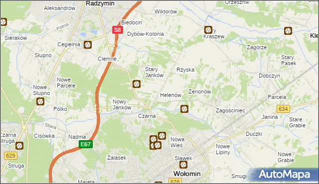 mapa Helenów gmina Wołomin, Helenów gmina Wołomin na mapie Targeo