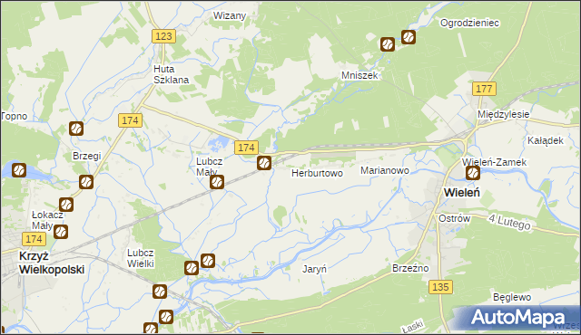 mapa Herburtowo, Herburtowo na mapie Targeo