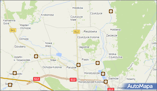 mapa Jagodne gmina Sawin, Jagodne gmina Sawin na mapie Targeo