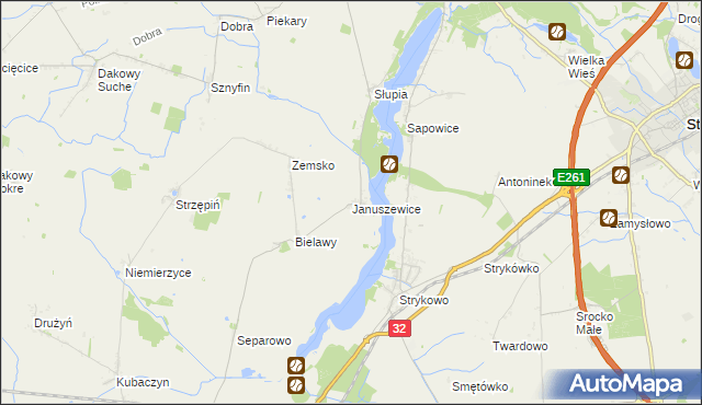 mapa Januszewice gmina Granowo, Januszewice gmina Granowo na mapie Targeo
